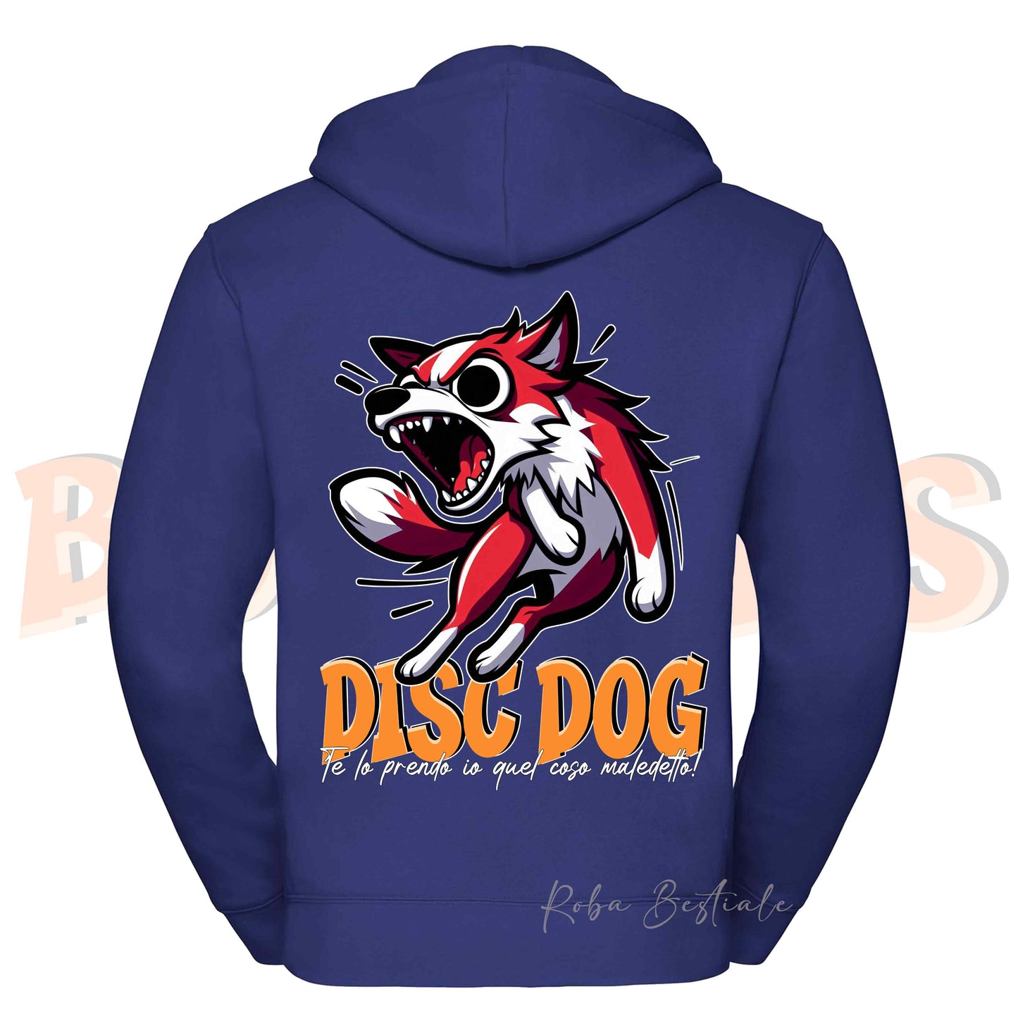 Felpa BONKERS - BORDER COLLIE Bianco e Rosso - Con Cappuccio e Full Zip, Uomo o Donna, in tanti colori - dalla XS alla 5XL