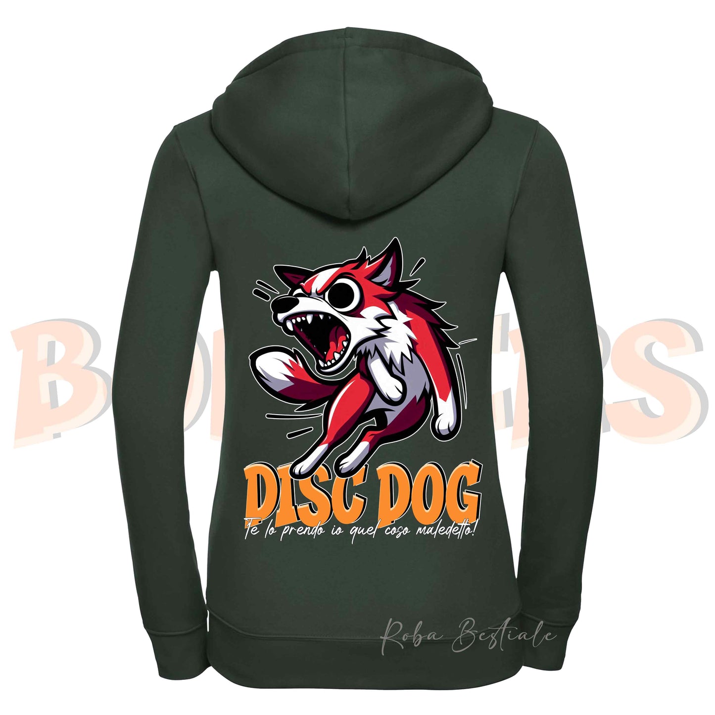 Felpa BONKERS - BORDER COLLIE Bianco e Rosso - Con Cappuccio e Full Zip, Uomo o Donna, in tanti colori - dalla XS alla 5XL