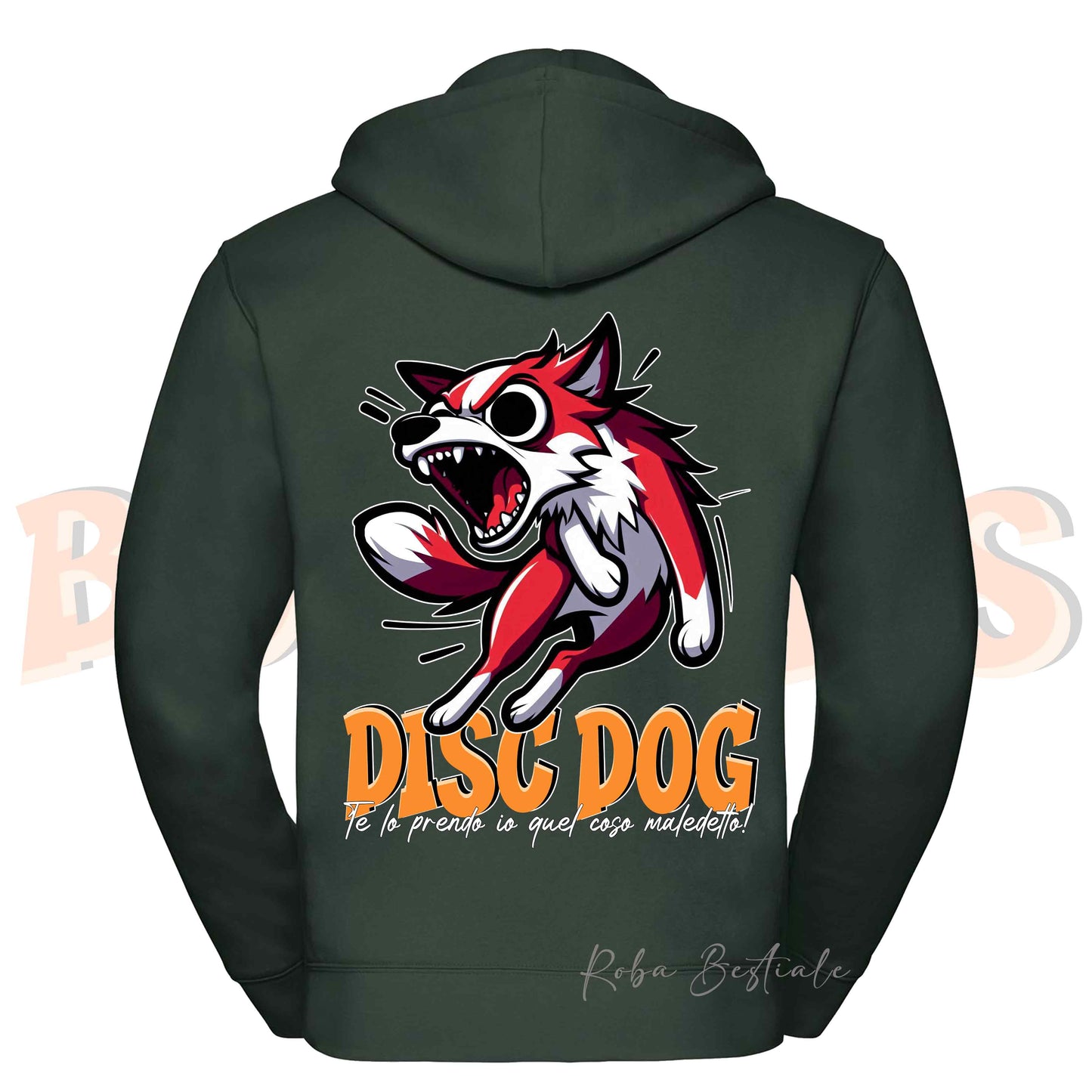 Felpa BONKERS - BORDER COLLIE Bianco e Rosso - Con Cappuccio e Full Zip, Uomo o Donna, in tanti colori - dalla XS alla 5XL