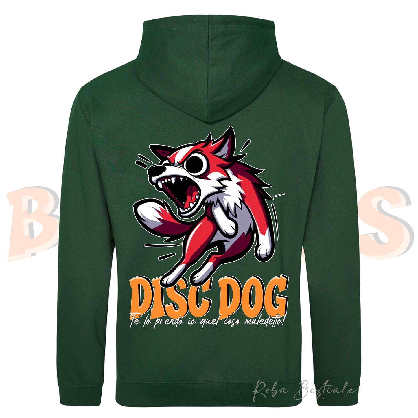 Felpa BONKERS - BORDER COLLIE Bianco e Rosso - Con Cappuccio e Tasconi, Unisex, in tanti colori - dalla XS alla 5XL