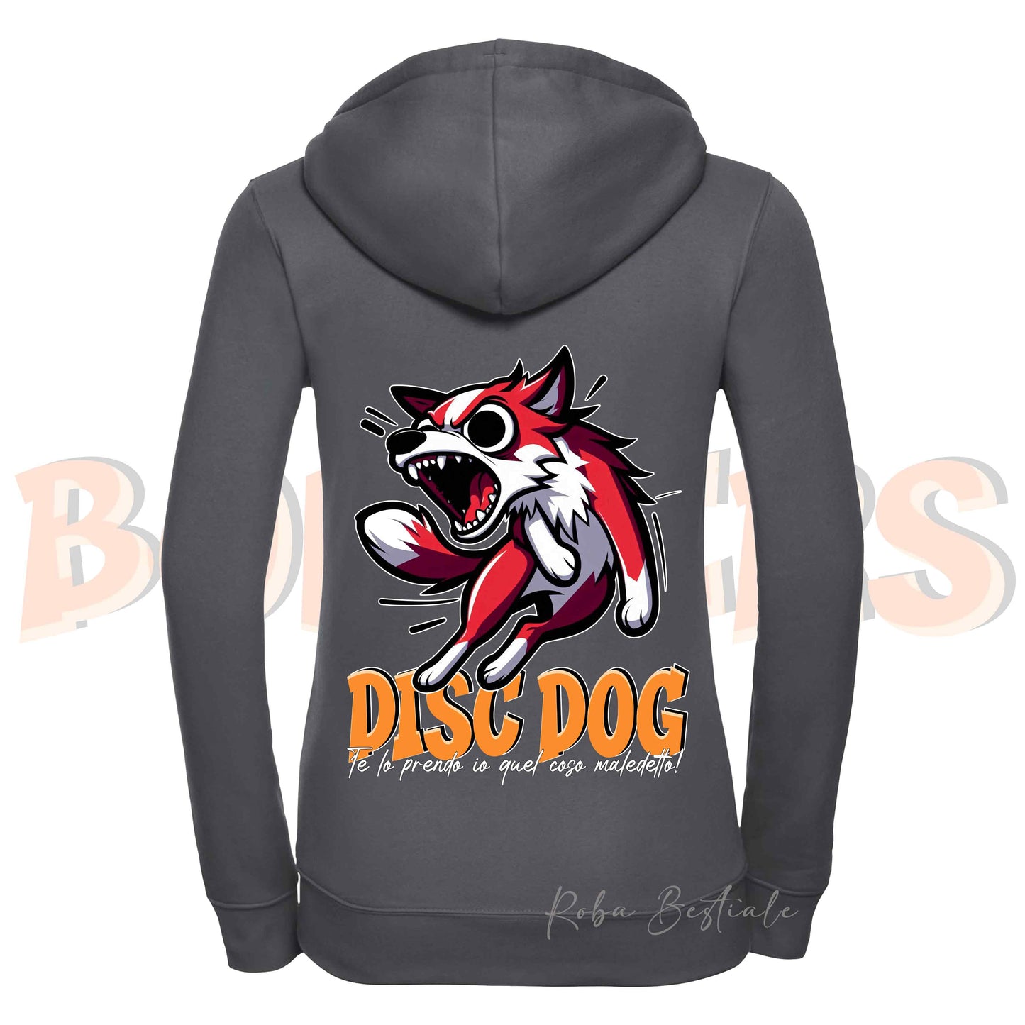 Felpa BONKERS - BORDER COLLIE Bianco e Rosso - Con Cappuccio e Full Zip, Uomo o Donna, in tanti colori - dalla XS alla 5XL