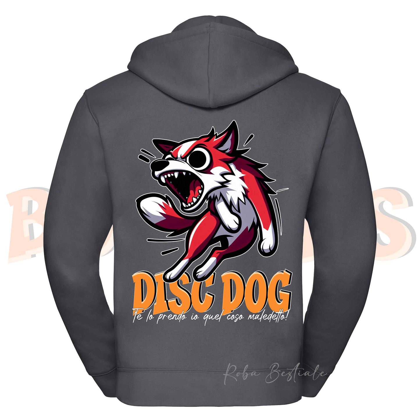 Felpa BONKERS - BORDER COLLIE Bianco e Rosso - Con Cappuccio e Full Zip, Uomo o Donna, in tanti colori - dalla XS alla 5XL