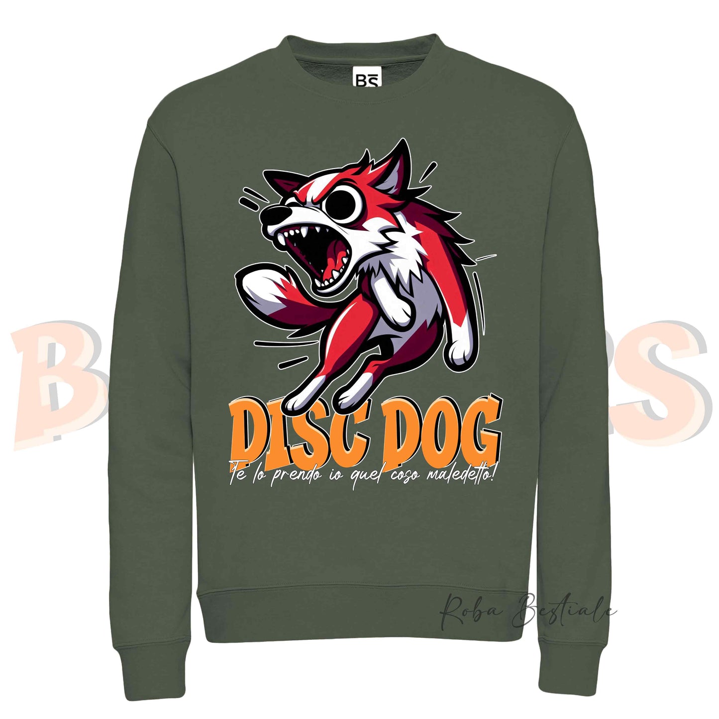 Felpa Invernale BONKERS - DISC DOG - BORDER COLLIE Bianco e Rosso - Girocollo, Unisex, in tanti colori! - dalla XS alla 3XL