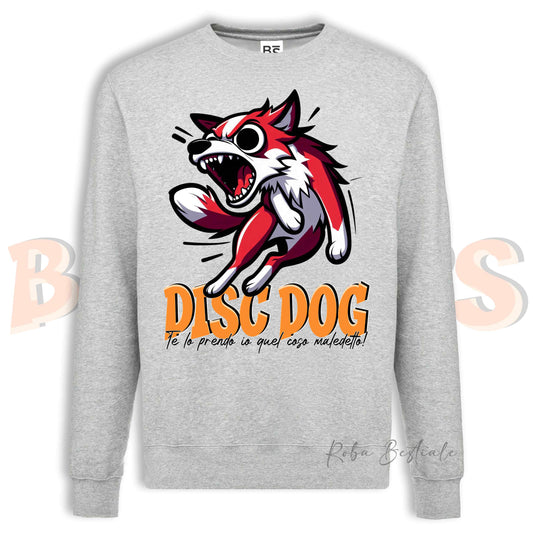 Felpa Invernale BONKERS - DISC DOG - BORDER COLLIE Bianco e Rosso - Girocollo, Unisex, in tanti colori! - dalla XS alla 3XL