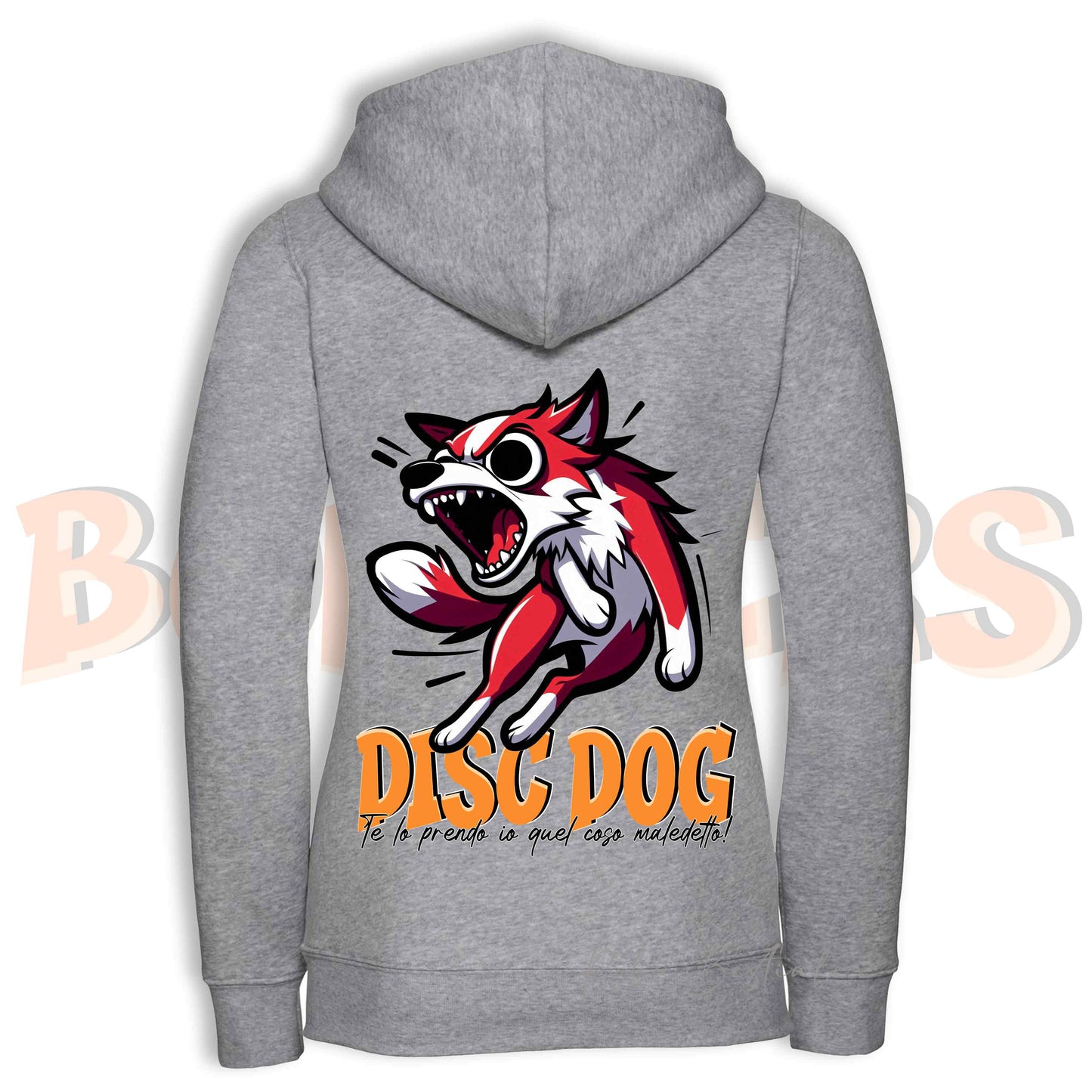 Felpa BONKERS - BORDER COLLIE Bianco e Rosso - Con Cappuccio e Full Zip, Uomo o Donna, in tanti colori - dalla XS alla 5XL