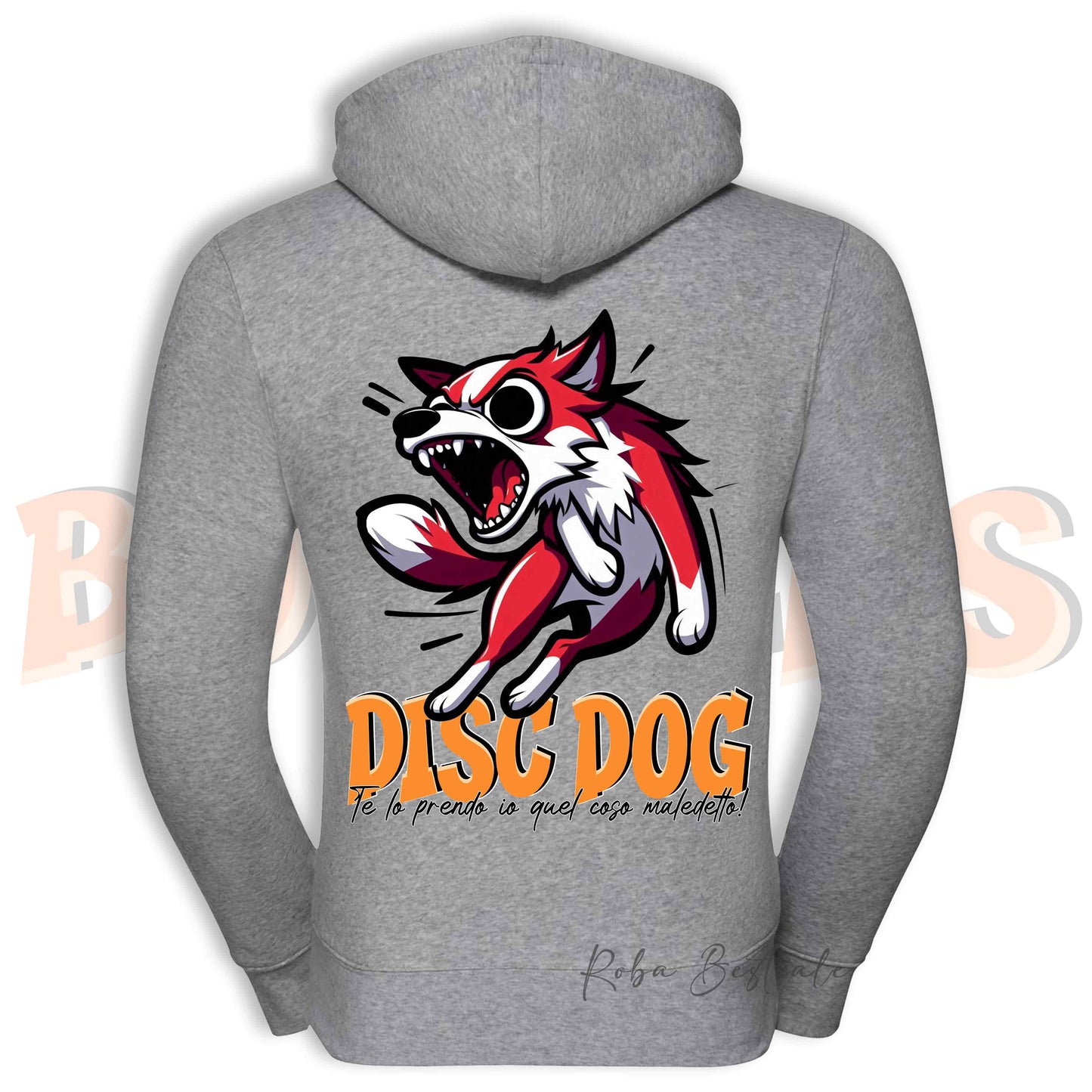Felpa BONKERS - BORDER COLLIE Bianco e Rosso - Con Cappuccio e Full Zip, Uomo o Donna, in tanti colori - dalla XS alla 5XL