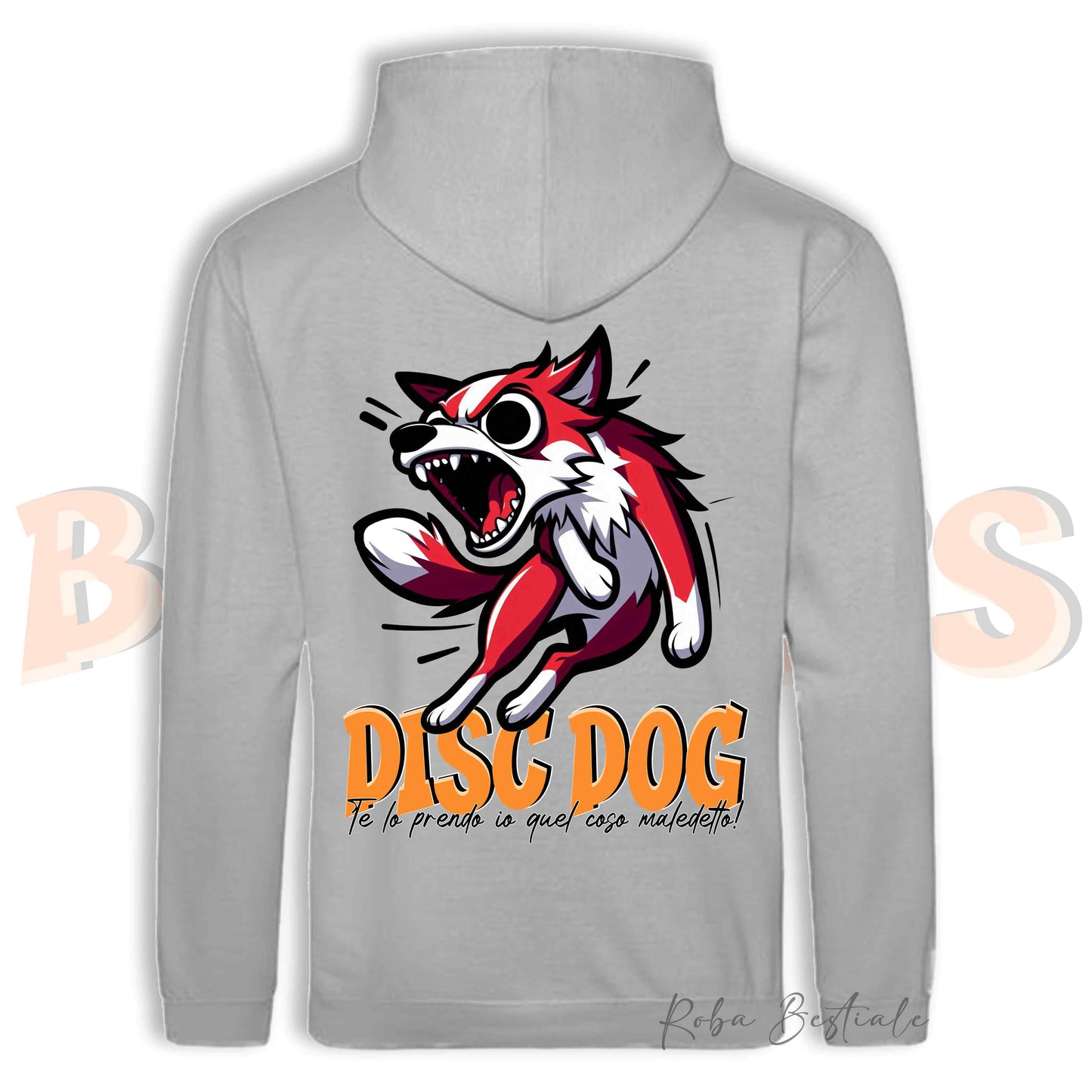 Felpa BONKERS - BORDER COLLIE Bianco e Rosso - Con Cappuccio e Tasconi, Unisex, in tanti colori - dalla XS alla 5XL