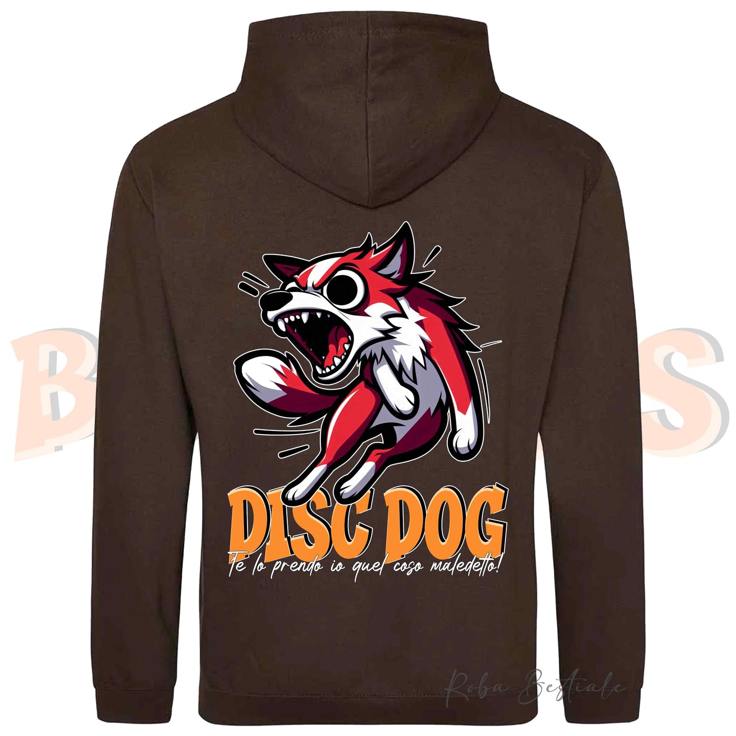 Felpa BONKERS - BORDER COLLIE Bianco e Rosso - Con Cappuccio e Tasconi, Unisex, in tanti colori - dalla XS alla 5XL
