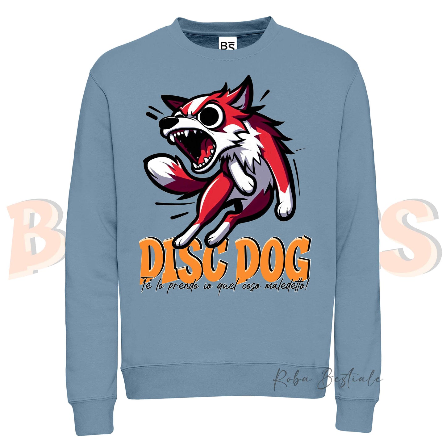 Felpa Invernale BONKERS - DISC DOG - BORDER COLLIE Bianco e Rosso - Girocollo, Unisex, in tanti colori! - dalla XS alla 3XL