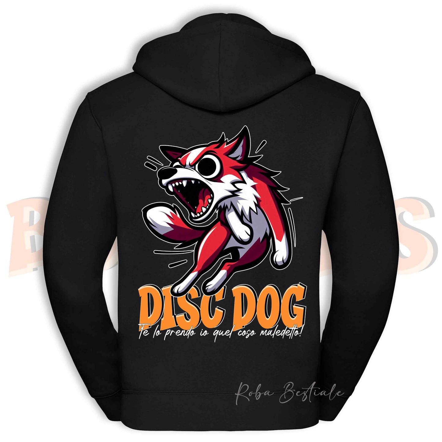Felpa BONKERS - BORDER COLLIE Bianco e Rosso - Con Cappuccio e Full Zip, Uomo o Donna, in tanti colori - dalla XS alla 5XL