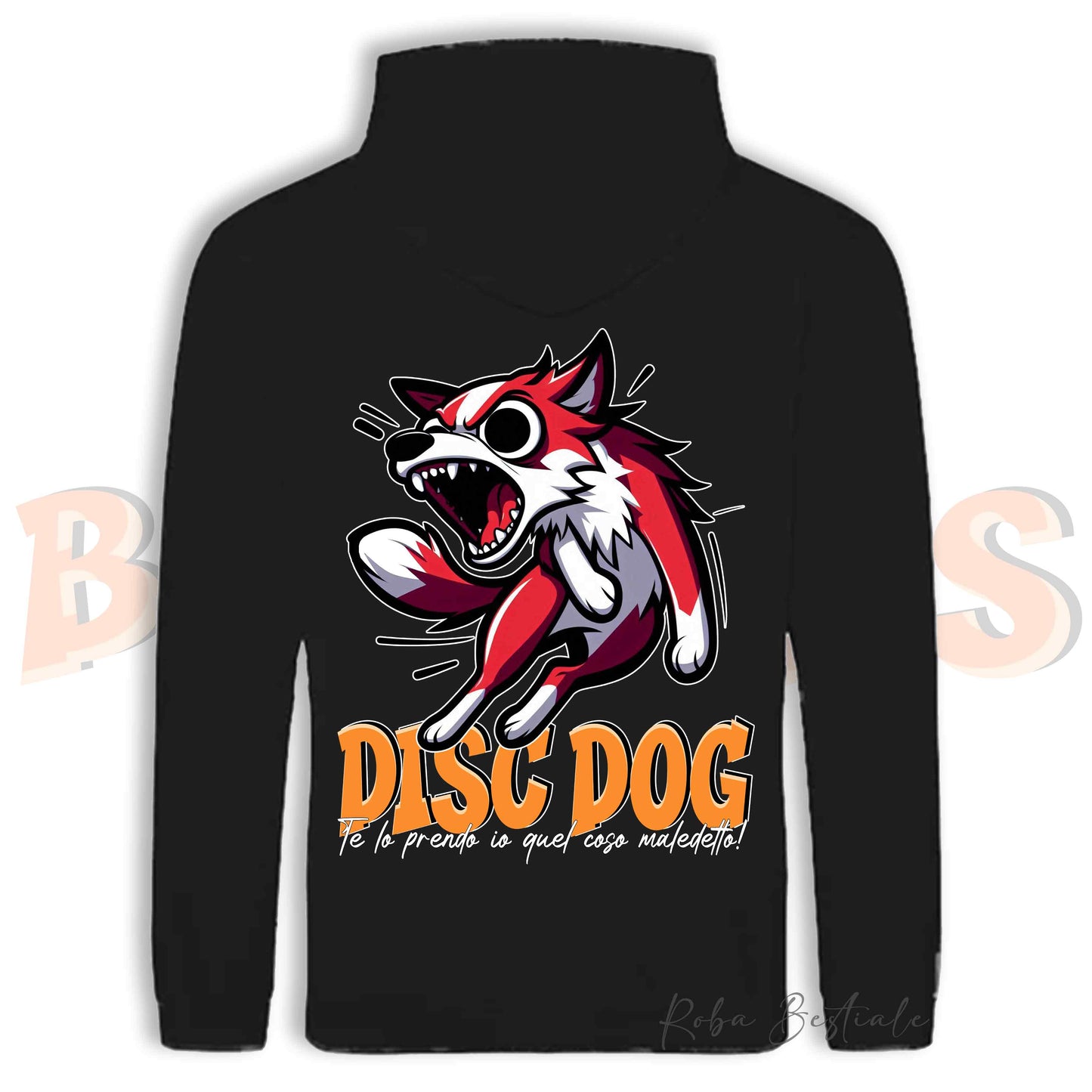 Felpa BONKERS - BORDER COLLIE Bianco e Rosso - Con Cappuccio e Tasconi, Unisex, in tanti colori - dalla XS alla 5XL