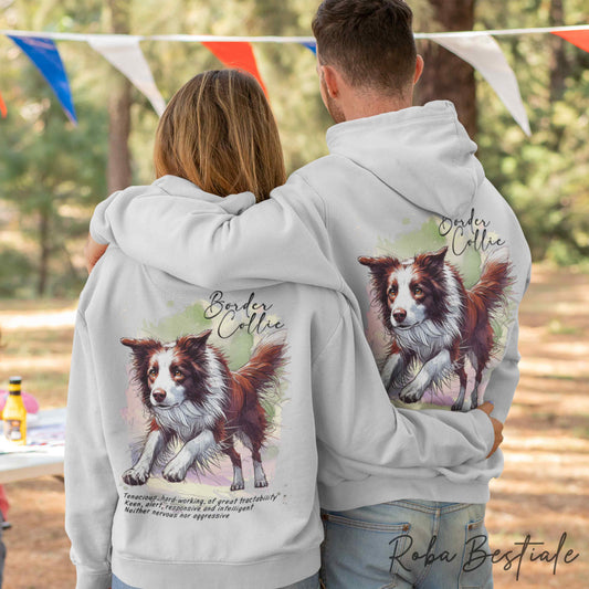 Felpa BEHAVIOR - BORDER COLLIE Bianco e Rosso - Standard FCI - Unisex - Grigia - dalla XS alla 3XL