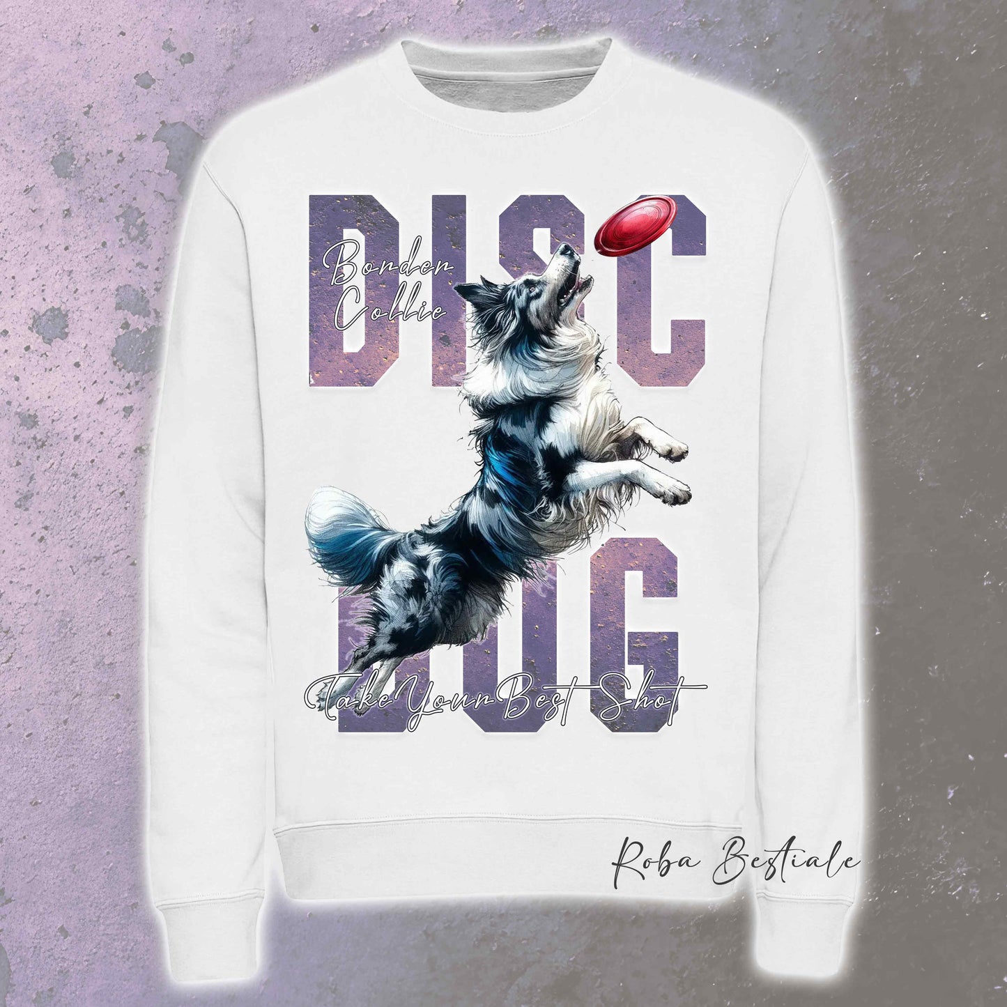 Felpa Invernale APTITUDE - DISC DOG - BORDER COLLIE Blue Merle - Girocollo, Unisex, in tanti colori! - dalla XS alla 3XL