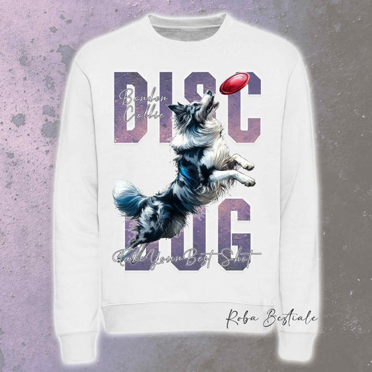 Felpa Invernale APTITUDE - DISC DOG - BORDER COLLIE Blue Merle - Girocollo, Unisex, in tanti colori! - dalla XS alla 3XL