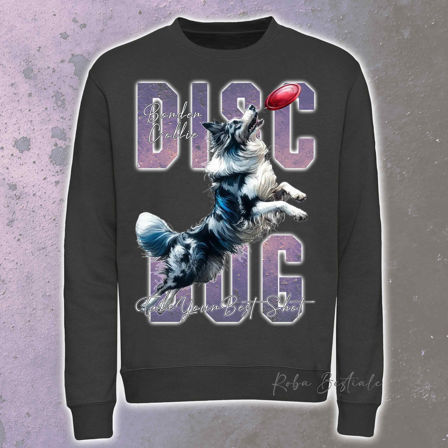 Felpa Invernale APTITUDE - DISC DOG - BORDER COLLIE Blue Merle - Girocollo, Unisex, in tanti colori! - dalla XS alla 3XL