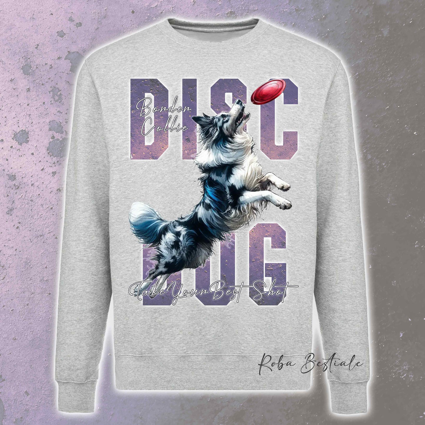 Felpa Invernale APTITUDE - DISC DOG - BORDER COLLIE Blue Merle - Girocollo, Unisex, in tanti colori! - dalla XS alla 3XL