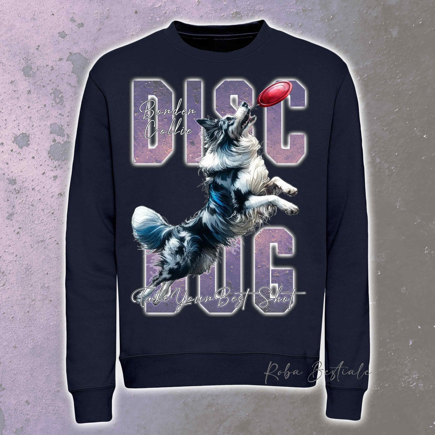 Felpa Invernale APTITUDE - DISC DOG - BORDER COLLIE Blue Merle - Girocollo, Unisex, in tanti colori! - dalla XS alla 3XL