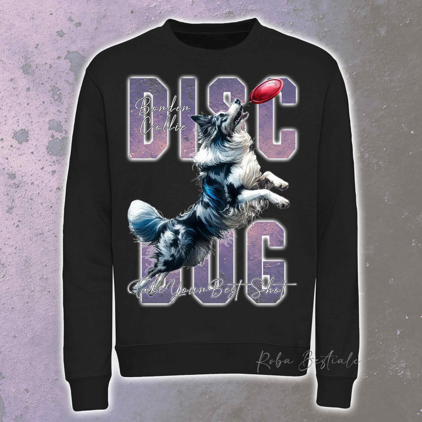Felpa Invernale APTITUDE - DISC DOG - BORDER COLLIE Blue Merle - Girocollo, Unisex, in tanti colori! - dalla XS alla 3XL