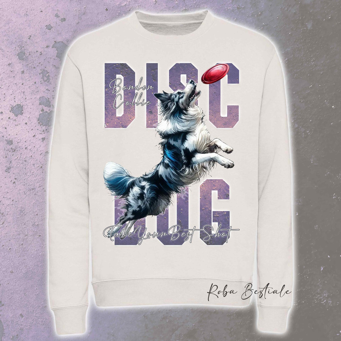 Felpa Invernale APTITUDE - DISC DOG - BORDER COLLIE Blue Merle - Girocollo, Unisex, in tanti colori! - dalla XS alla 3XL