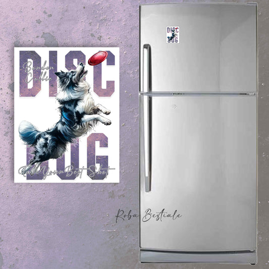 Calamita APTITUDE - DISC DOG - BORDER COLLIE Blue Merle - in MDF - 7x5 cm