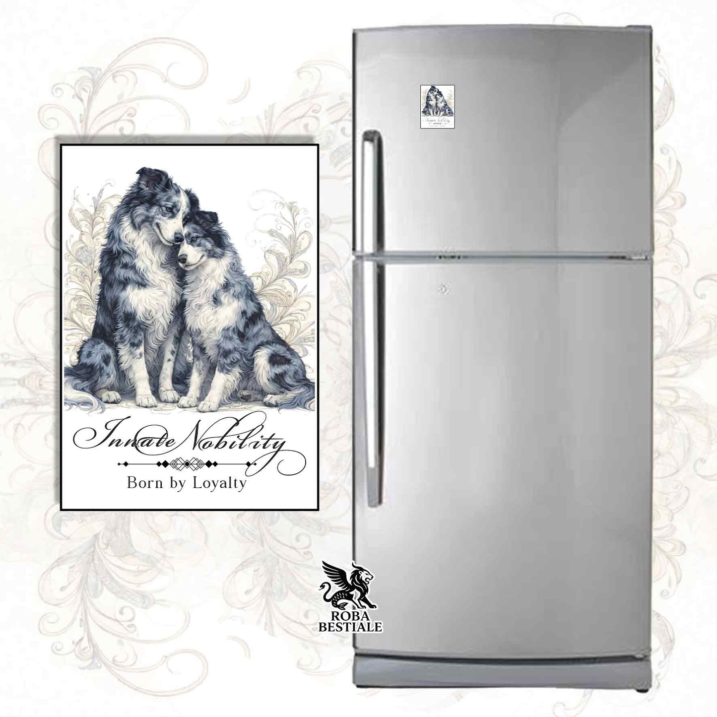 Calamita NOBILITY - BORDER COLLIE Blue Merle - in MDF - 7x5 cm