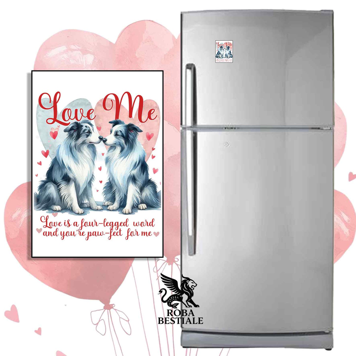 Calamita LOVE ME - BORDER COLLIE Blue Merle - in MDF - 7x5 cm