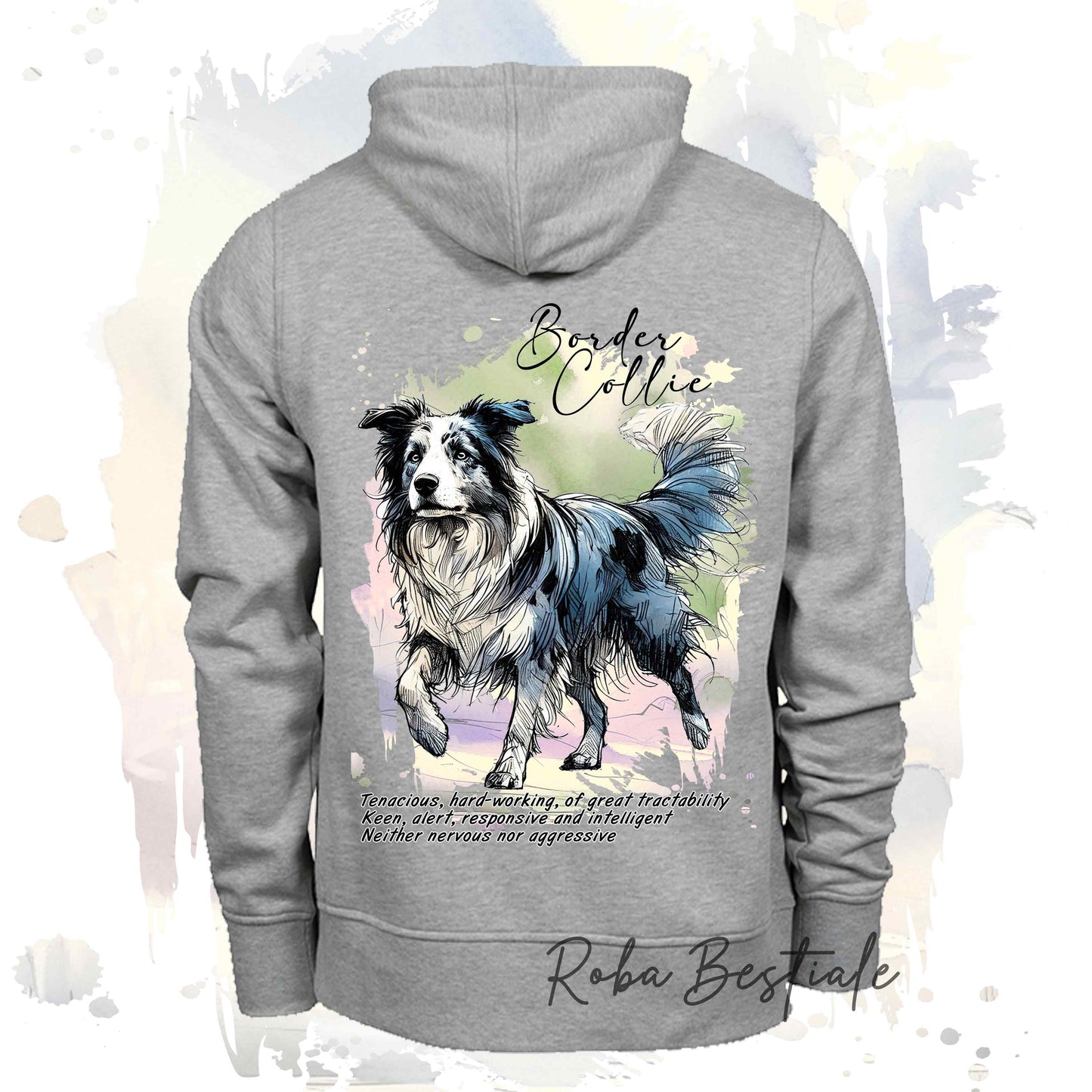 Felpa BEHAVIOR - BORDER COLLIE Blue Merle - Standard FCI - Unisex - Grigia - dalla XS alla 3XL