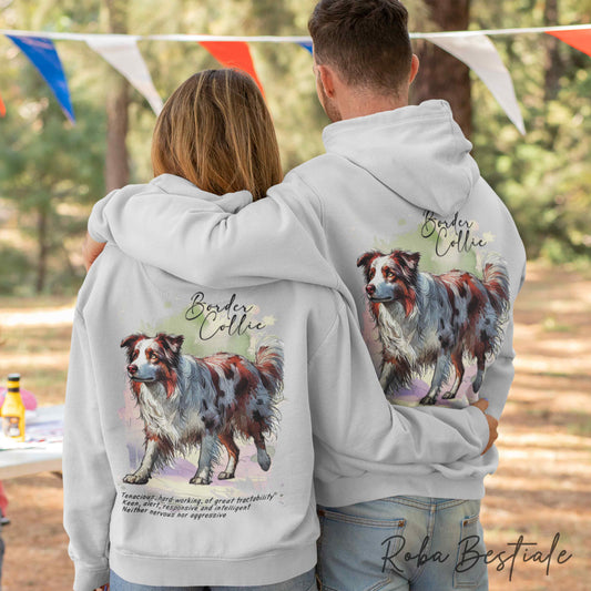 Felpa BEHAVIOR - BORDER COLLIE Red Merle - Standard FCI - Unisex - Grigia - dalla XS alla 3XL