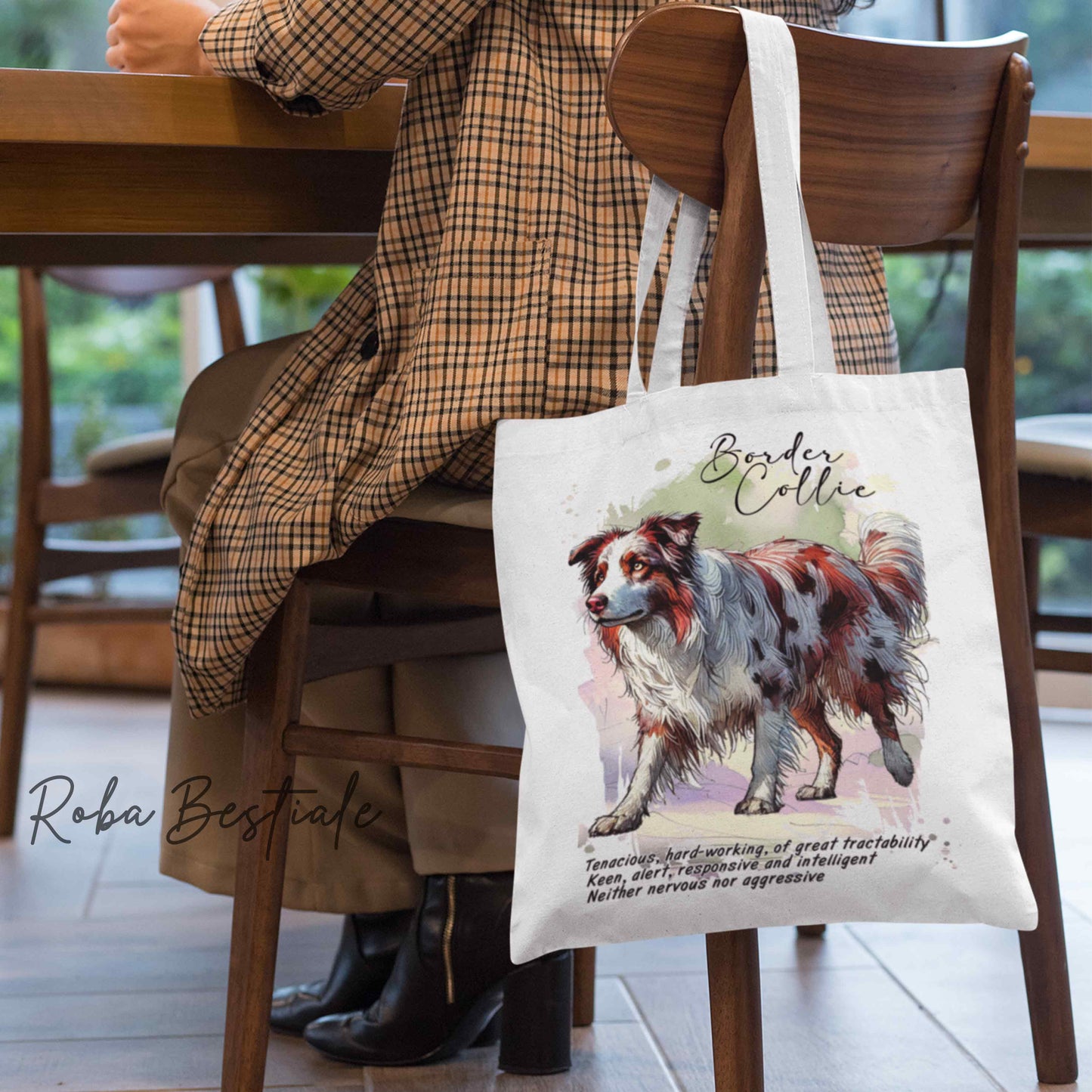 Shopper BEHAVIOR - BORDER COLLIE Red Merle - Standard FCI - Diversi colori disponibili, 100% Cotone
