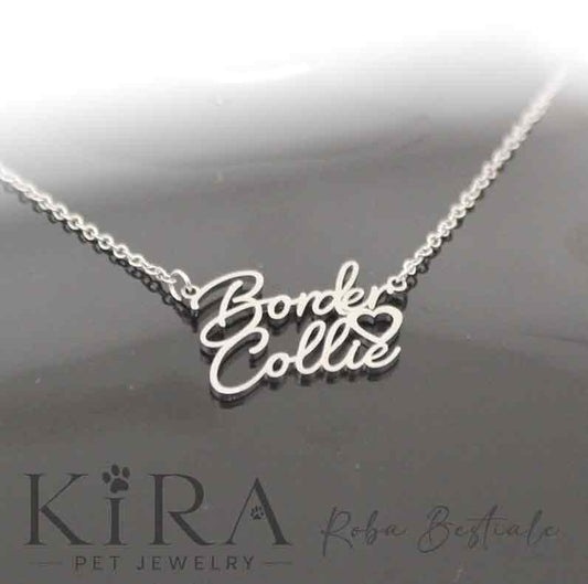 Collana KIRA PET JEWERLY - BORDER COLLIE - In Acciaio Inox con catenella a maglia fine