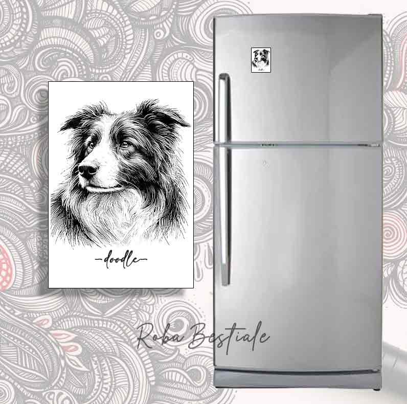 Magnet DOODLE - BORDER COLLIE Black & White