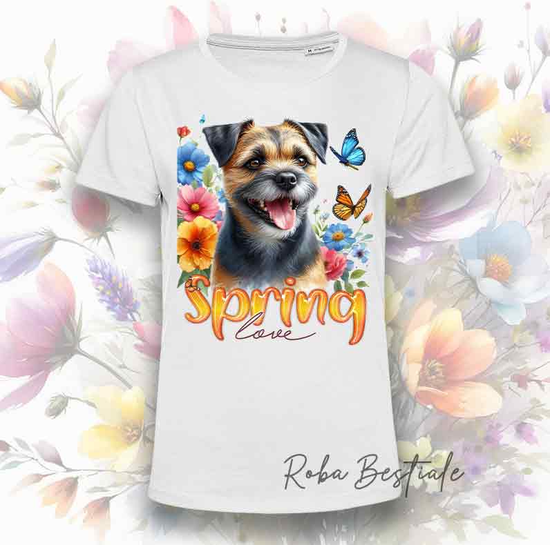 T-Shirt SPRING LOVE - BORDER TERRIER Blue and Tan
