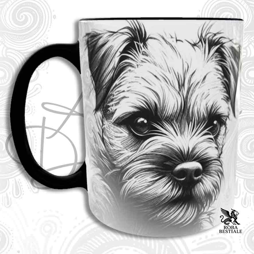 Tazza ACTION DOODLE - BORDER TERRIER - In Ceramica, con manico e interno colorato - 330 ml