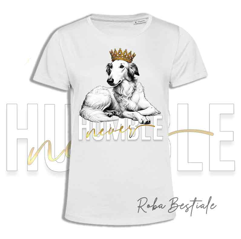 T-shirt NEVER HUMBLE - BORZOI Bianco
