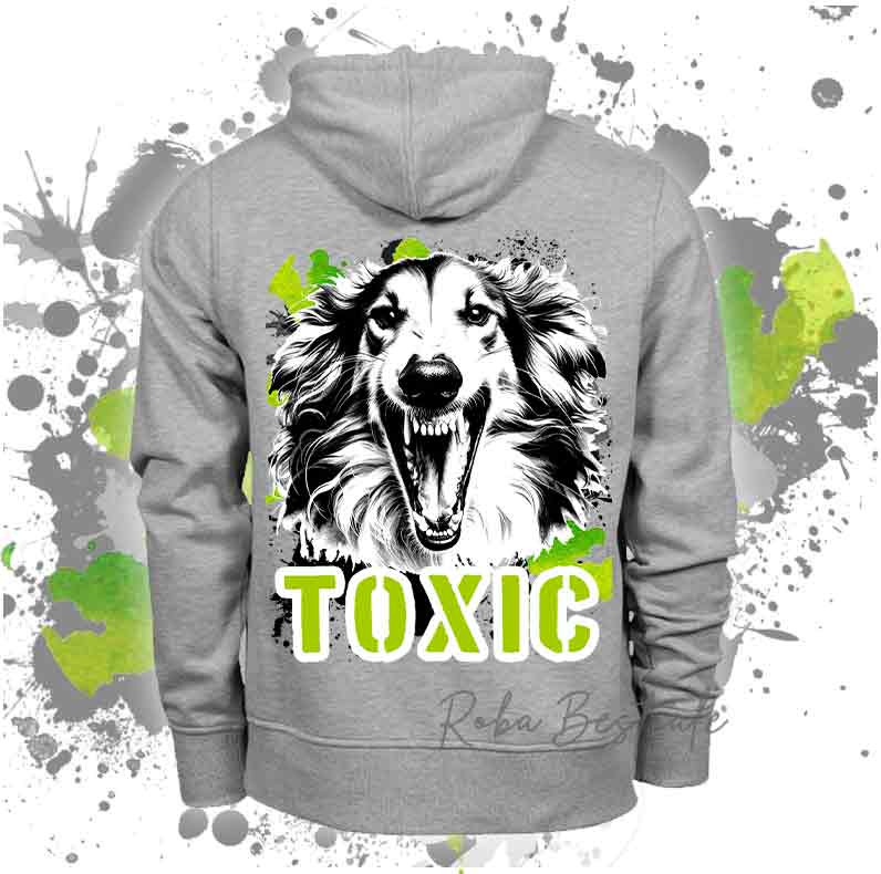 Felpa Invernale TOXIC - BORZOI - Con Cappuccio, Unisex - Grigia - dalla XS alla 3XL
