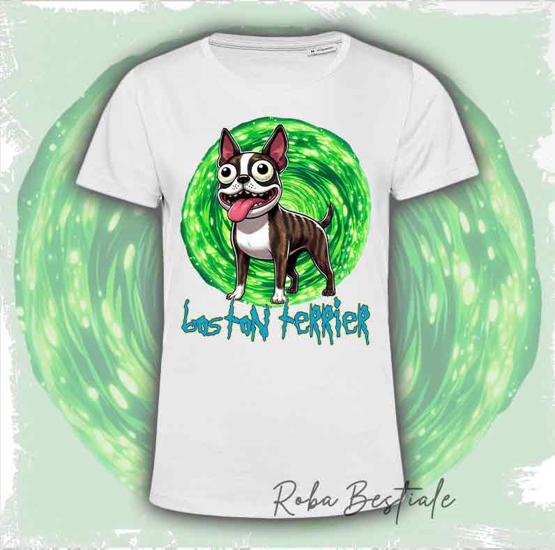 T-Shirt RICK & MORTY - BOSTON TERRIER Tigrato