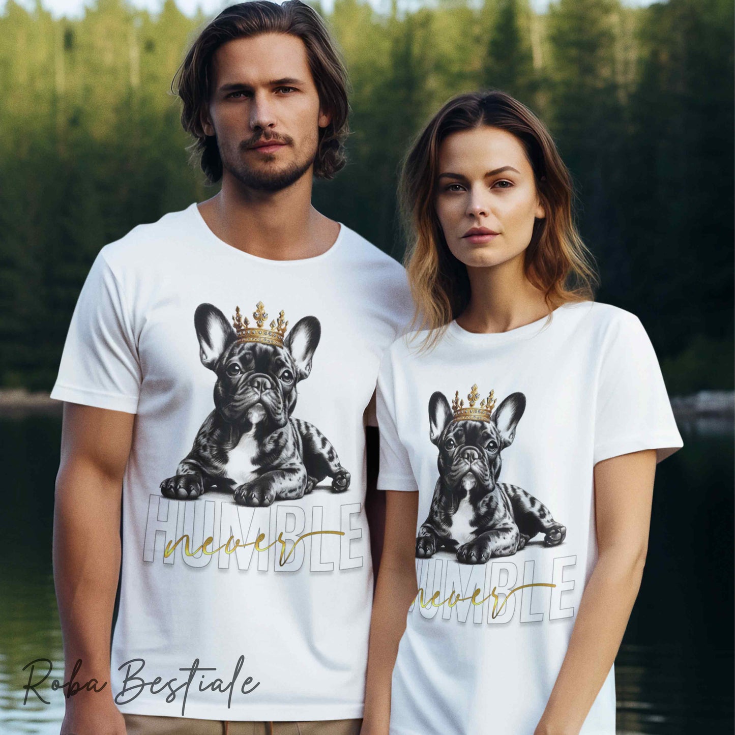 NEVER HUMBLE T-shirt - BOULEDOGUE FRANCAIS Bringé
