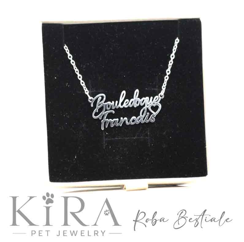 Collana KIRA PET JEWERLY - BOULEDOGUE FRANCAIS - In Acciaio Inox con catenella a maglia fine