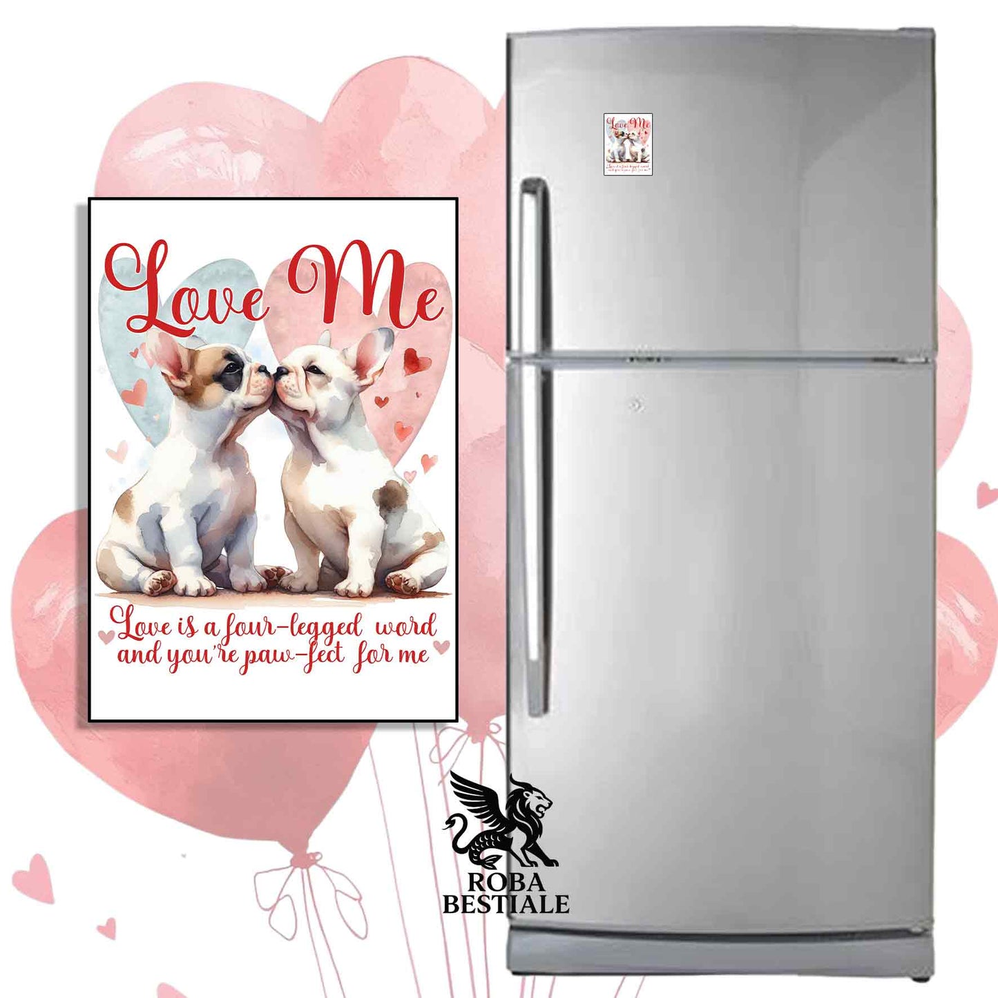 Calamita LOVE ME - BOULEDOGUE FRANCAIS Bianco Fulvo - in MDF - 7x5 cm