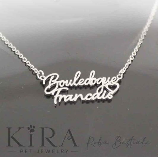 Collana KIRA PET JEWERLY - BOULEDOGUE FRANCAIS - In Acciaio Inox con catenella a maglia fine