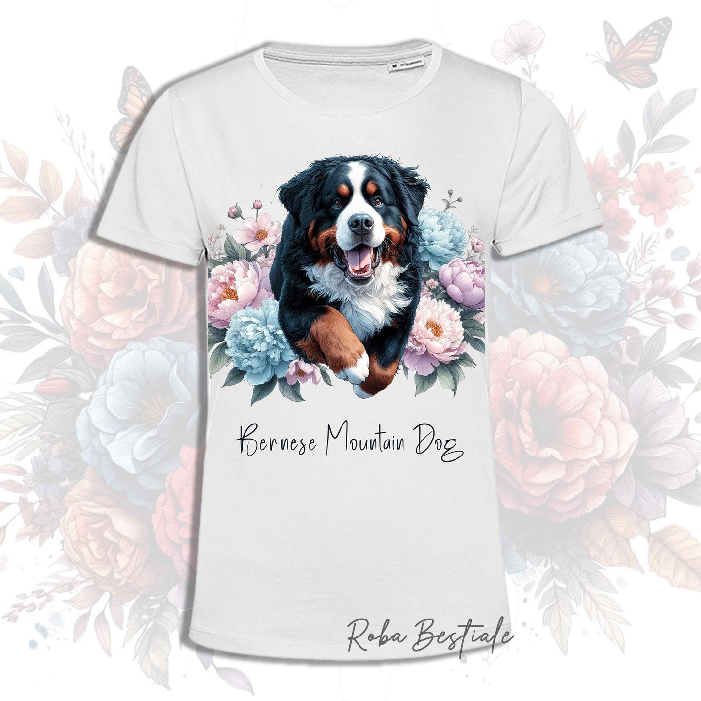 T-Shirt PEONY - BOVARO DEL BERNESE - Bianca, Uomo o Donna - dalla XS alla 5XL