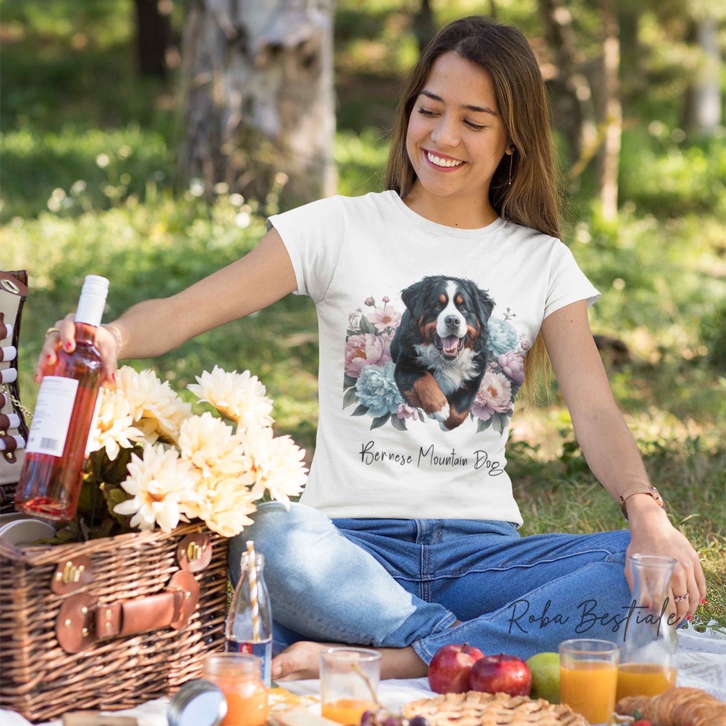 T-Shirt PEONY - BOVARO DEL BERNESE - Bianca, Uomo o Donna - dalla XS alla 5XL