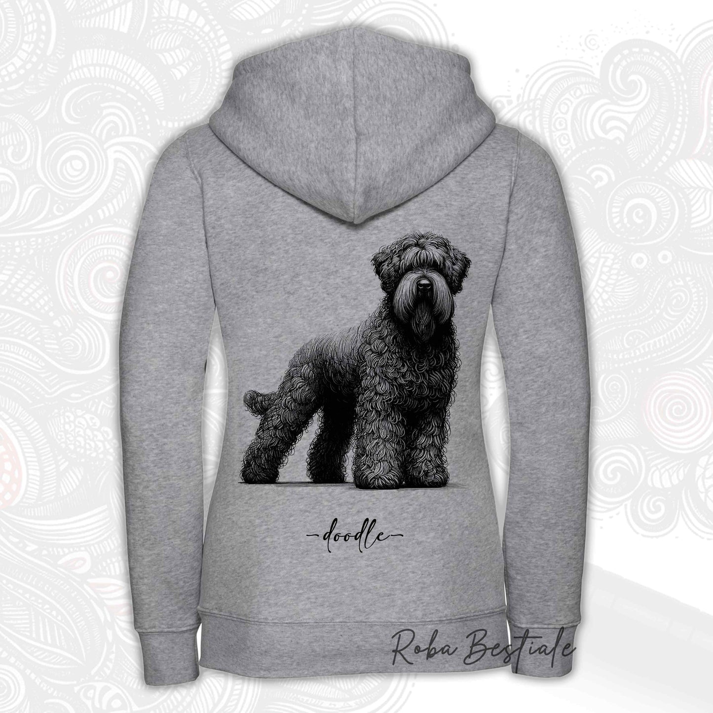 Felpa DOODLE - BOVARO DELLE FIANDRE - Con Cappuccio e Full Zip, Uomo o Donna, in tanti colori - dalla XS alla 3XL