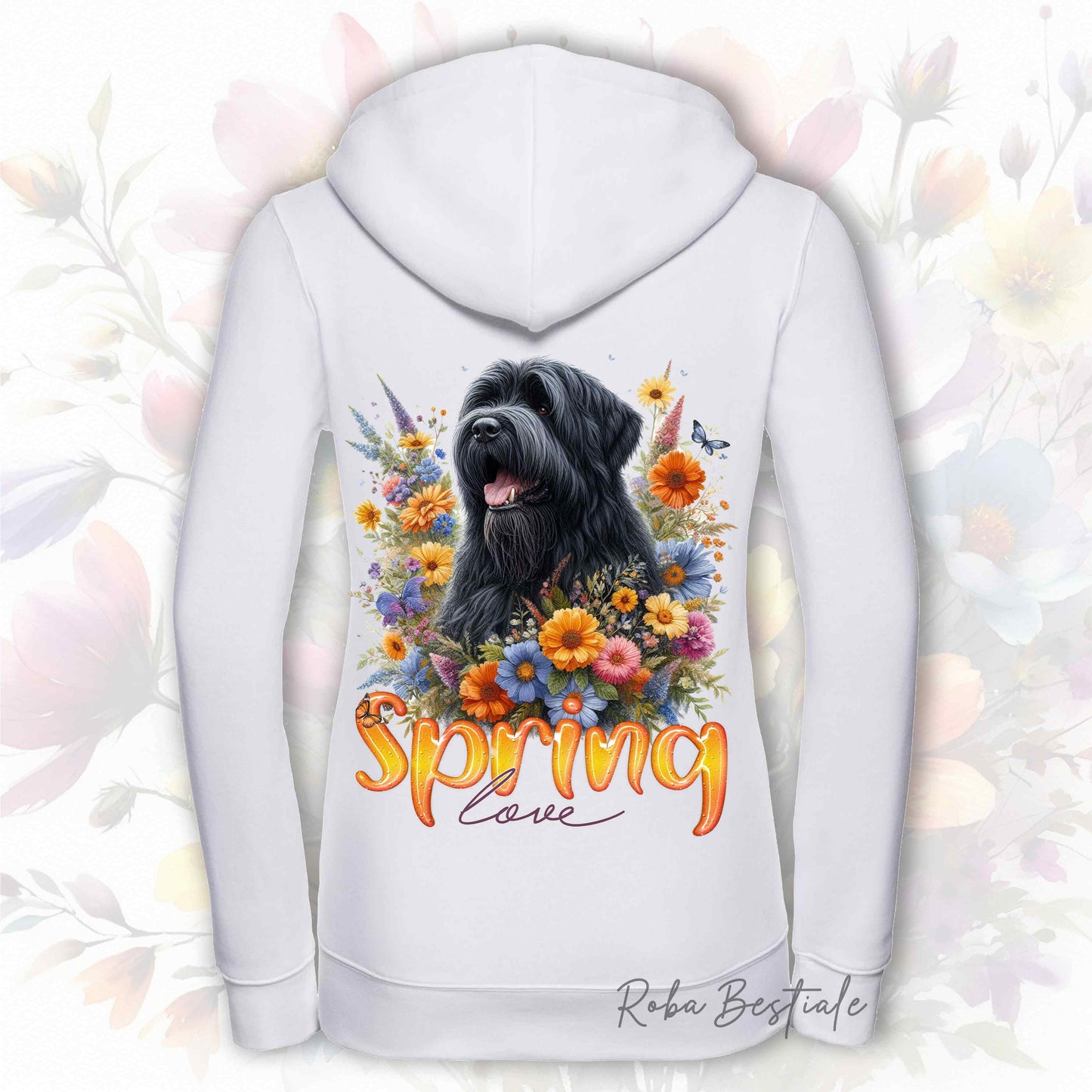 Felpa SPRING LOVE - BOVARO DELLE FIANDRE - Con Cappuccio e Full Zip, Uomo o Donna, in tanti colori - dalla XS alla 5XL