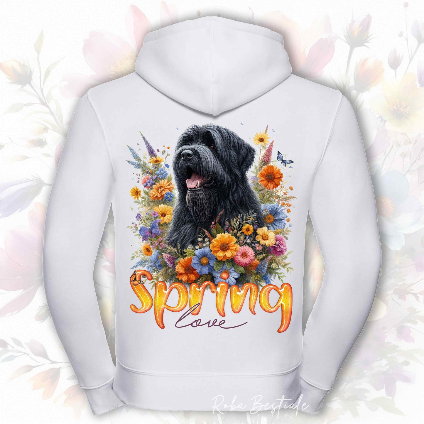 Felpa SPRING LOVE - BOVARO DELLE FIANDRE - Con Cappuccio e Full Zip, Uomo o Donna, in tanti colori - dalla XS alla 5XL