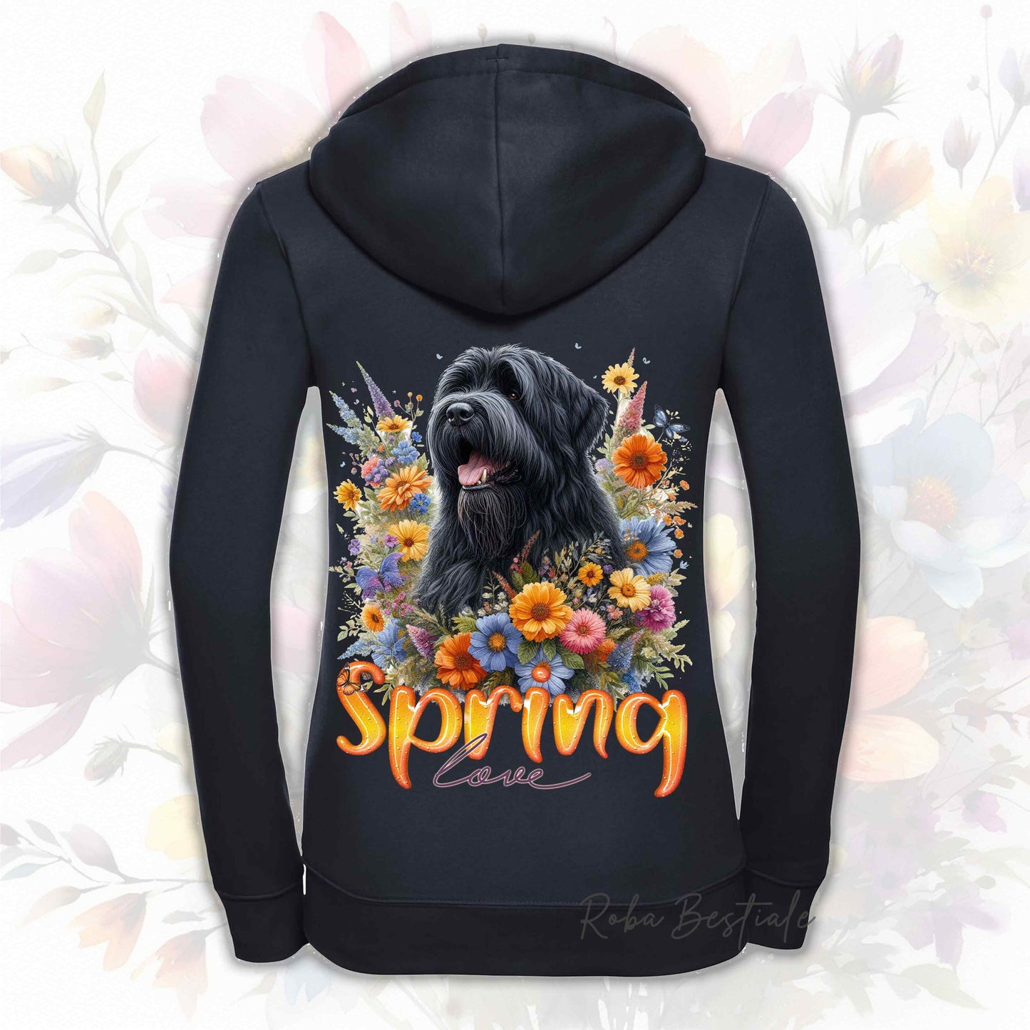 Felpa SPRING LOVE - BOVARO DELLE FIANDRE - Con Cappuccio e Full Zip, Uomo o Donna, in tanti colori - dalla XS alla 5XL