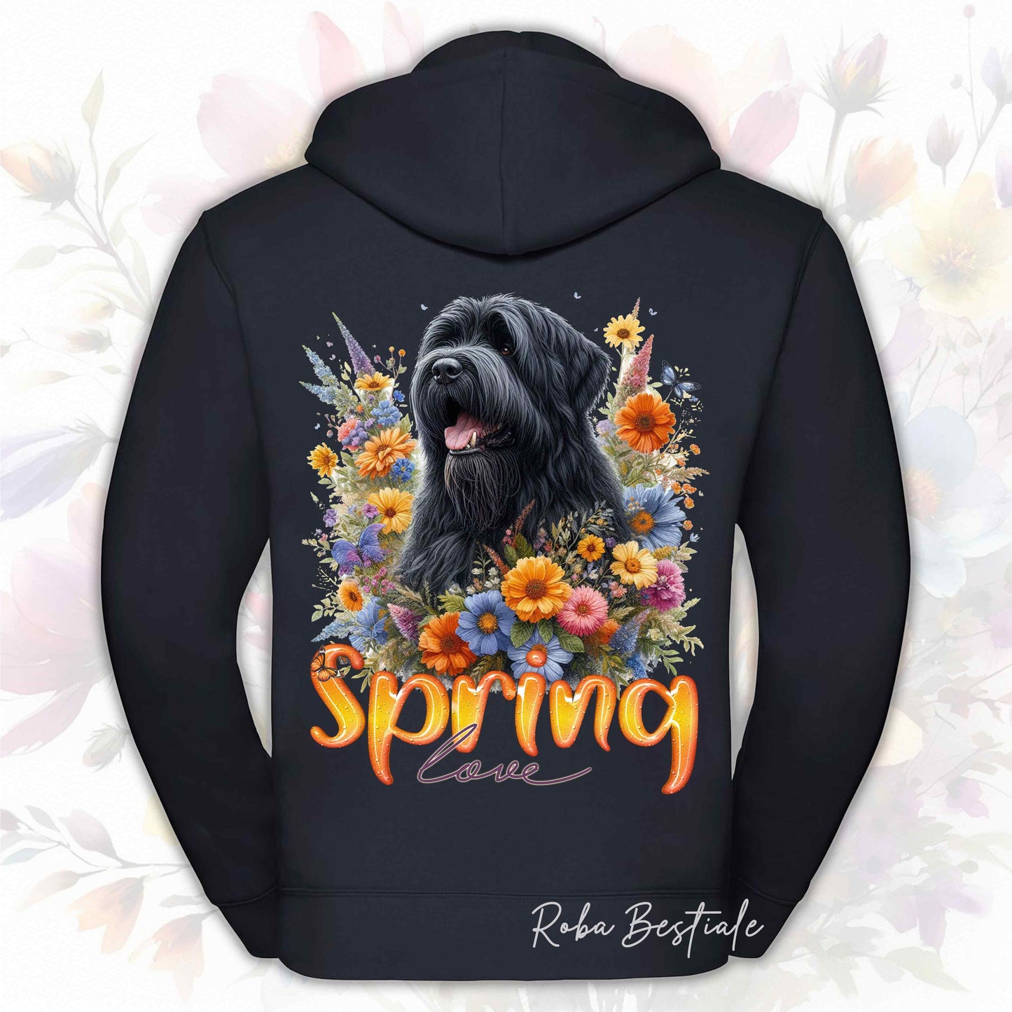 Felpa SPRING LOVE - BOVARO DELLE FIANDRE - Con Cappuccio e Full Zip, Uomo o Donna, in tanti colori - dalla XS alla 5XL