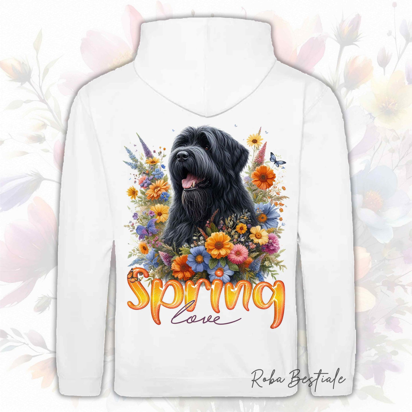 Felpa SPRING LOVE - BOVARO DELLE FIANDRE - Con Cappuccio e Tasconi, Unisex, in tanti colori - dalla XS alla 5XL