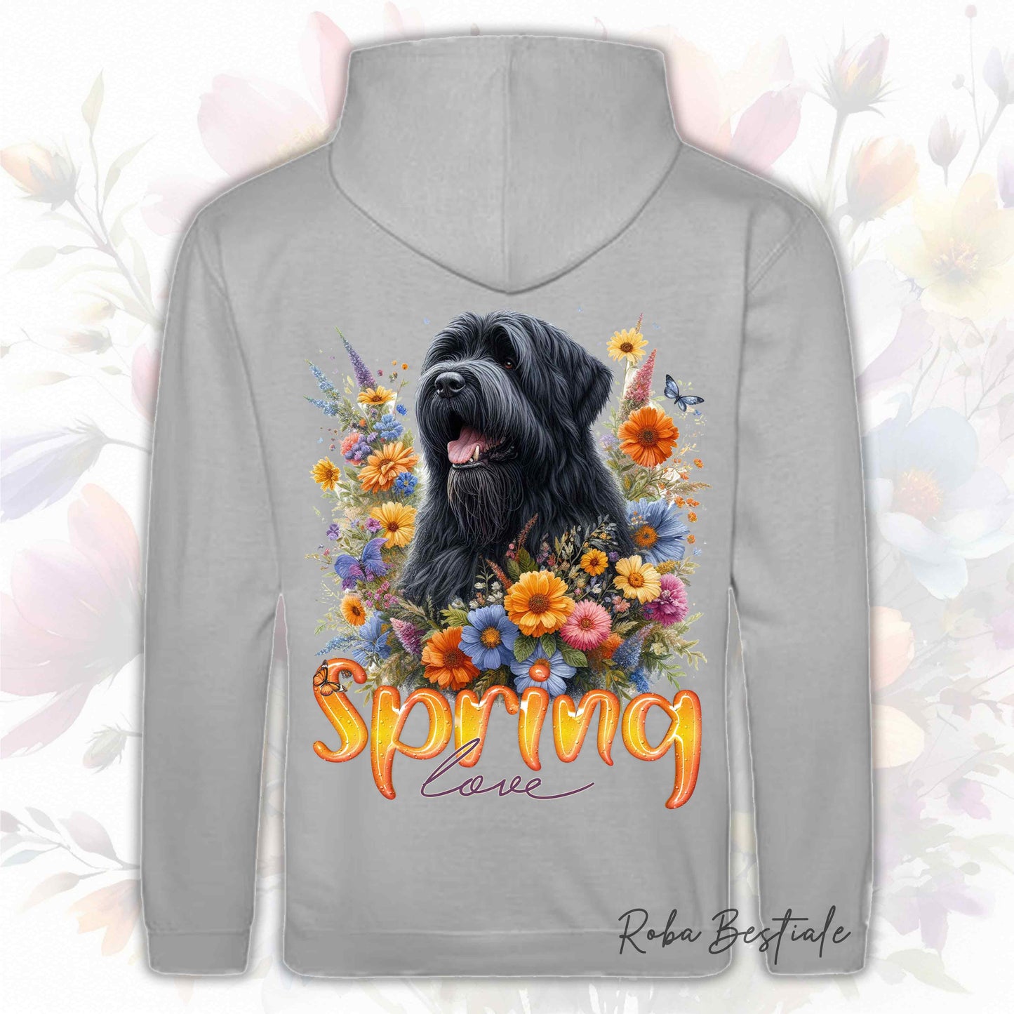 Felpa SPRING LOVE - BOVARO DELLE FIANDRE - Con Cappuccio e Tasconi, Unisex, in tanti colori - dalla XS alla 5XL