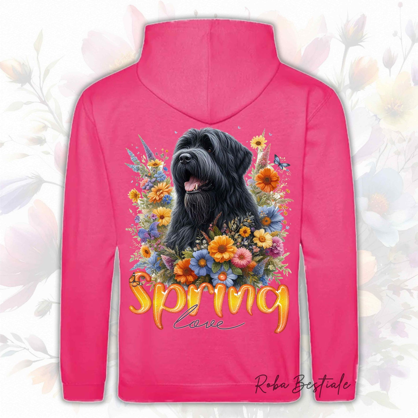 Felpa SPRING LOVE - BOVARO DELLE FIANDRE - Con Cappuccio e Tasconi, Unisex, in tanti colori - dalla XS alla 5XL